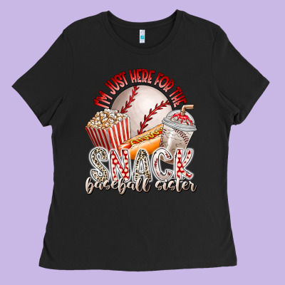 I Am Just Here For The Snack Baseball Sister Ladies Tee Designed By Racoondesign