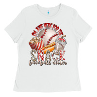 White i am just here for the snack baseball sister Ladies Tee - RacoonDesign