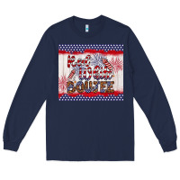 Navy red white boujee Long Sleeve Tee - Artiststas