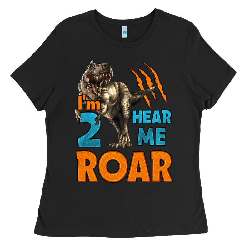 I'm Two Hear Me Roar Dinosaur Birthday Ladies Tee by LillyAllenDesigns | Teevron