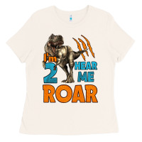 Bone i'm two hear me roar dinosaur birthday Ladies Tee - LillyAllenDesigns