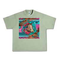 Oil Green floral horse Urban Heavy Tee - LillyAllenDesigns