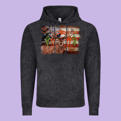 Deer Hunting Target American Flag  Background Vintage Hoodie Designed By Barkaloodesign