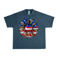 Midnight Navy american flag leopard Urban Heavy Tee - RanaPortraitStore