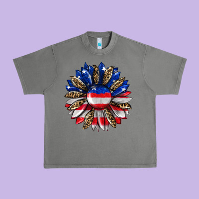 American Flag Leopard Urban Heavy Tee Designed By Ranaportraitstore