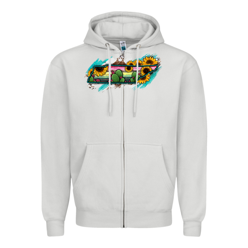 Tennessee Map Sunflower Cactus Serape Zipper Hoodie by RanaPortraitStore | Teevron