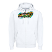 White Tennessee Map Sunflower Cactus Serape Zipper Hoodie - RanaPortraitStore