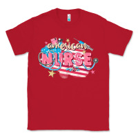 Red American Nurse Classic Tee - FaDigitalArtStudio