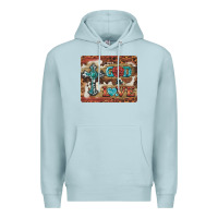Blue Mist god is love cross Premium Hoodie - BarkalooDesign