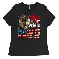 Black Red White Rawr Dinosaur T-Rex Ladies Tee - LillyAllenDesigns