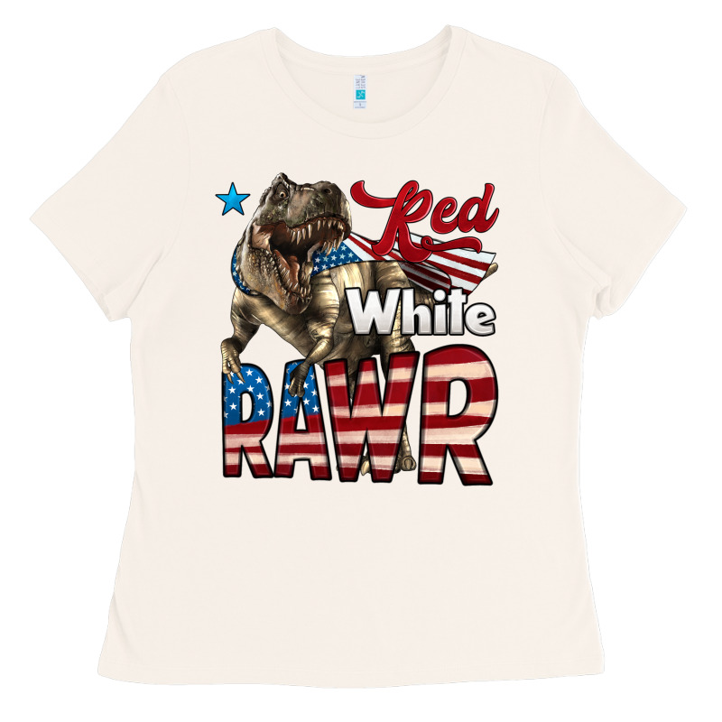 Red White Rawr Dinosaur T-rex Ladies Tee by LillyAllenDesigns | Teevron