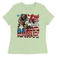 Matcha Red White Rawr Dinosaur T-Rex Ladies Tee - LillyAllenDesigns