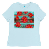Baby Blue Western Roses Ladies Tee - LillyAllenDesigns