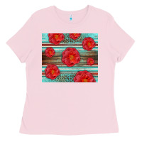 Bubblegum Pink Western Roses Ladies Tee - LillyAllenDesigns