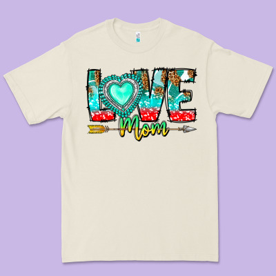 Love Mom Premium Tee Designed By Cowhidedigitalart