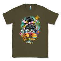 Army Green summer vibes messy bun Classic Tee - BarkalooDesign