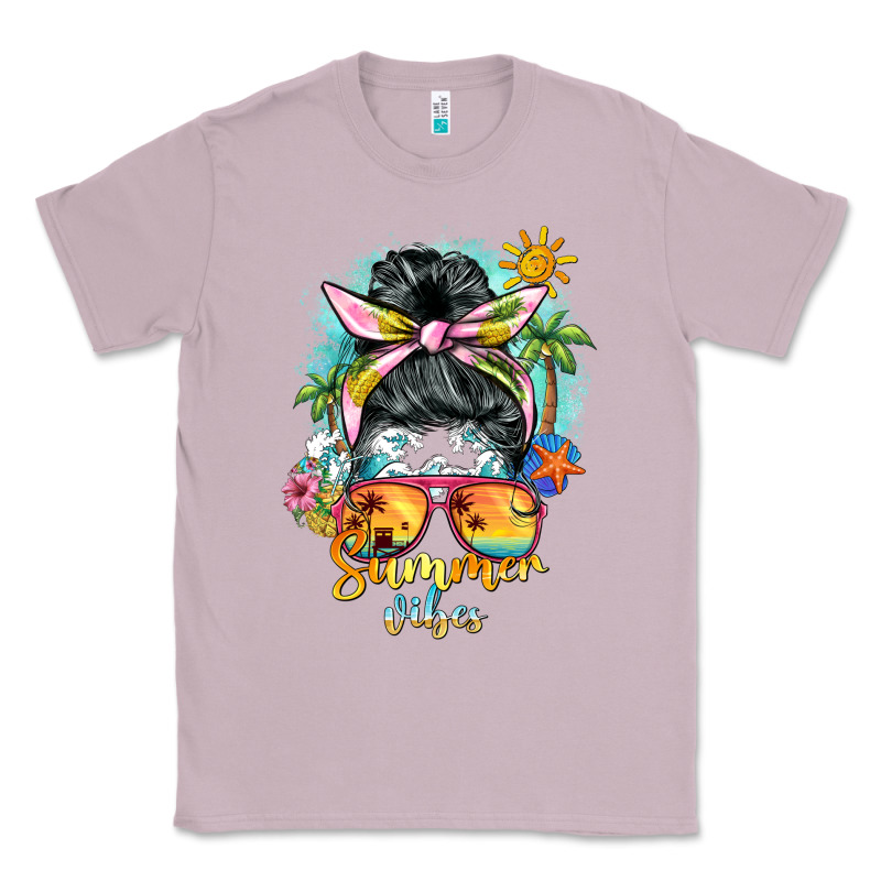 Summer Vibes Messy Bun Classic Tee by BarkalooDesign | Teevron