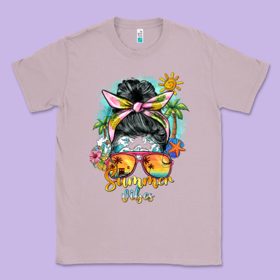 Summer Vibes Messy Bun Classic Tee Designed By Barkaloodesign