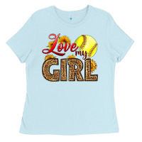 Baby Blue Love My Girl Softball Ladies Tee - LillyAllenDesigns