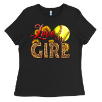 Black Love My Girl Softball Ladies Tee - LillyAllenDesigns