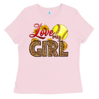 Bubblegum Pink Love My Girl Softball Ladies Tee - LillyAllenDesigns