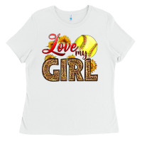 White Love My Girl Softball Ladies Tee - LillyAllenDesigns