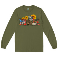 Army Green mom boots hat and sunflower Long Sleeve Tee - Artiststas