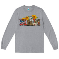 Heather Grey mom boots hat and sunflower Long Sleeve Tee - Artiststas