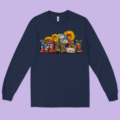 Mom Boots Hat And Sunflower Long Sleeve Tee Designed By Artiststas