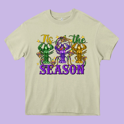 Tis The Season Crawfish Mardi Gras Heavy Core Tee Designed By Fadigitalartstudio