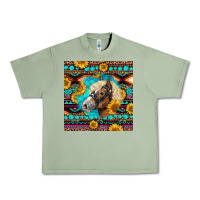 Oil Green Haflinger Horse Aztec Urban Heavy Tee - LillyAllenDesigns