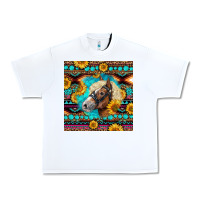 White Haflinger Horse Aztec Urban Heavy Tee - LillyAllenDesigns