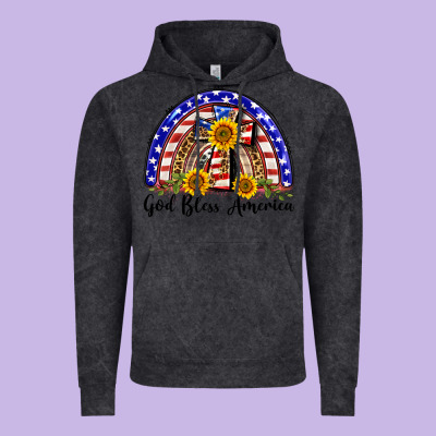 God Bless America  Rainbow Vintage Hoodie Designed By Barkaloodesign