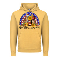 Vintage Mustard god bless america  rainbow Vintage Hoodie - BarkalooDesign