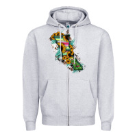 Heather Grey Baja California State Of Mexico Map Zipper Hoodie - RanaPortraitStore