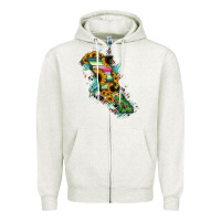 Oatmeal Heather Baja California State Of Mexico Map Zipper Hoodie - RanaPortraitStore
