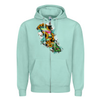 Seafoam Baja California State Of Mexico Map Zipper Hoodie - RanaPortraitStore