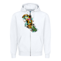 White Baja California State Of Mexico Map Zipper Hoodie - RanaPortraitStore