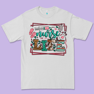 Nurse Life Leopard Frame Premium Tee Designed By Lillyallendesigns