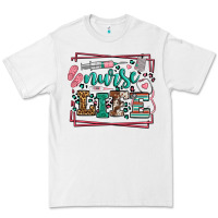 White Nurse life leopard frame Premium Tee - LillyAllenDesigns