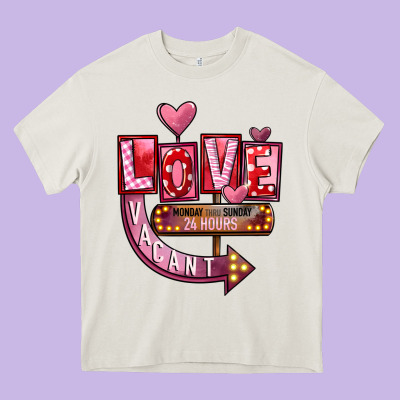 Valentines Day Love Vacant Heavy Core Tee Designed By Fadigitalartstudio