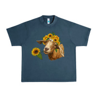 Midnight Navy goat with sunflower Urban Heavy Tee - RanaPortraitStore