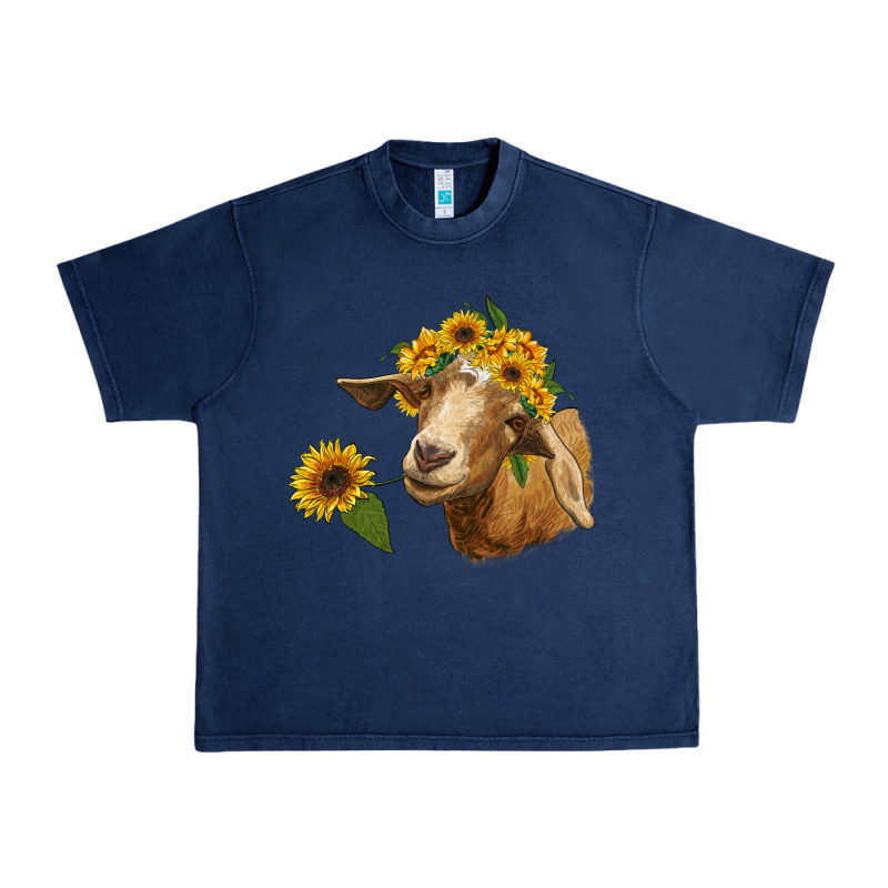 Goat With Sunflower Urban Heavy Tee by RanaPortraitStore | Teevron