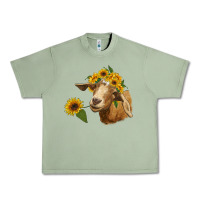 Oil Green goat with sunflower Urban Heavy Tee - RanaPortraitStore
