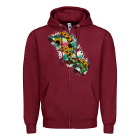 Burgundy Baja California Sur State Of Mexico Map Zipper Hoodie - RanaPortraitStore