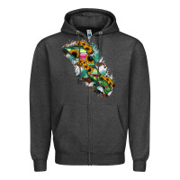 Charcoal Heather Baja California Sur State Of Mexico Map Zipper Hoodie - RanaPortraitStore