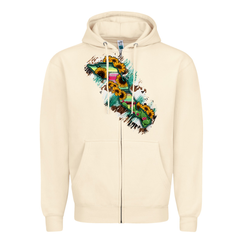 Baja California Sur State Of Mexico Map Zipper Hoodie by RanaPortraitStore | Teevron