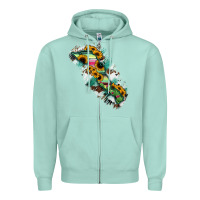 Seafoam Baja California Sur State Of Mexico Map Zipper Hoodie - RanaPortraitStore