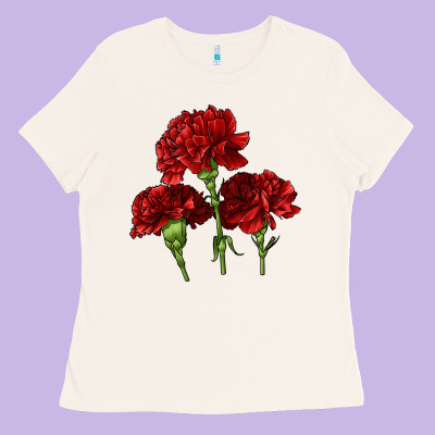 Scarlet Red Carnation Illustrations Ladies Tee Designed By Lillyallendesigns