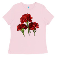 Bubblegum Pink Scarlet Red Carnation Illustrations Ladies Tee - LillyAllenDesigns